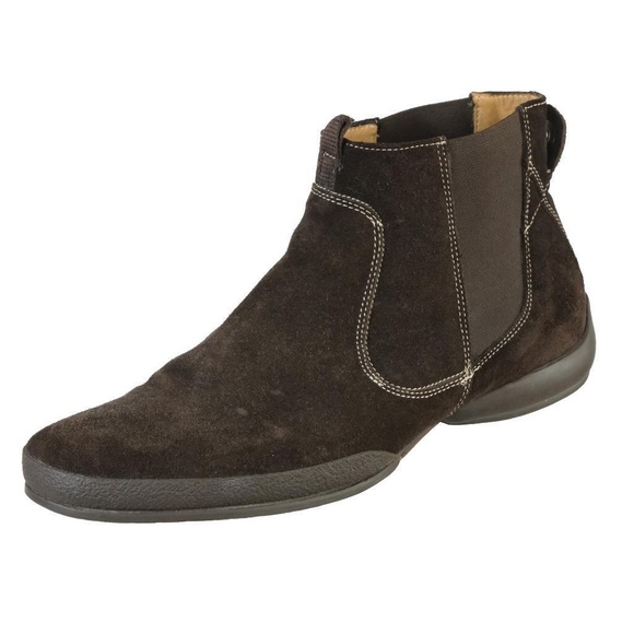 COACH Chelsea Ankle Boots Sz. 7.5 D Dark Brown Suede Leather Made in ITALY - Picture 1 of 8
